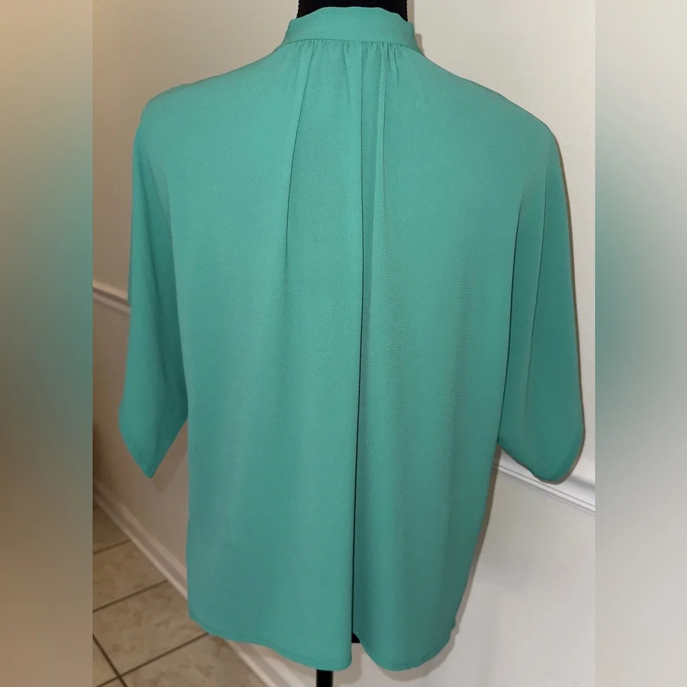 Mint Green Tie-Neck Blouse – Flowy & Chic - Picture 6 of 7